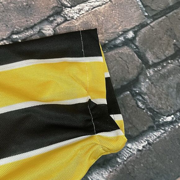 Vintage Nike Soccer Jersey Yellow Black Striped Center Swoosh Size M 90s Team - Picture 9 of 16